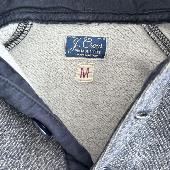J Crew Sweatshirt Mens Medium Vintage Fleece Hoodie Henley Pocket Heather Blue - Picture 6 of 8